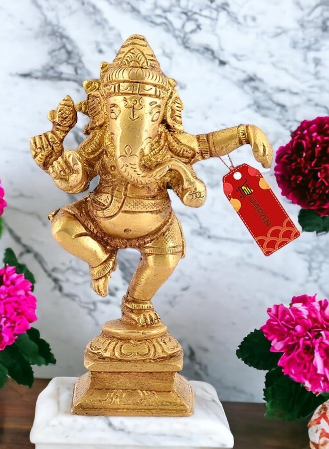 UAPAN Brass Dancing Ganesha Idol, Pooja Pooja Temple Daily Worship 100% Brass Material I Ganesh Brass Idol (Small,Ganesh) - Image 5